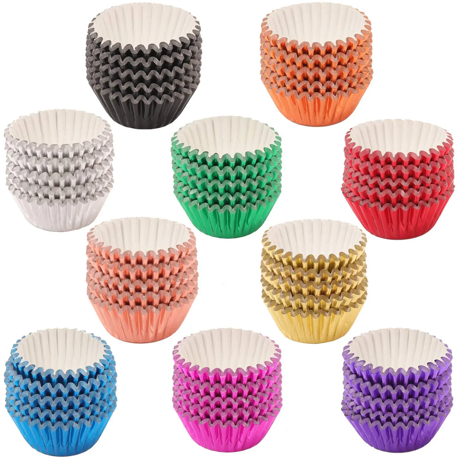 

1000 Pieces Foil Mini Cupcake Liner Baking Cups Muffin Tins Treat Cups Foil Metallic Cupcake Liners for Weddings