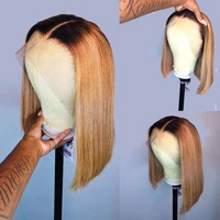 

1B/27 Ombre Color Lace Front Bob Wigs With Baby Hair 13*4 150% Straight Brazilian Blonde Lace Wig Middle Part Bleached Knots