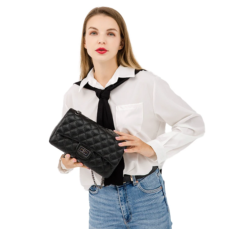 

EM748-1 New style personality rhombus womens shoulder crossbody luxury handbags designer classic black caviar bag small