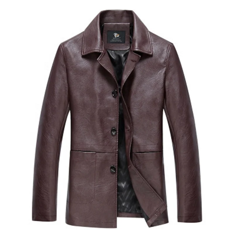 

Spring New Style Leather Casual Men's Jackets, Black/burgundy