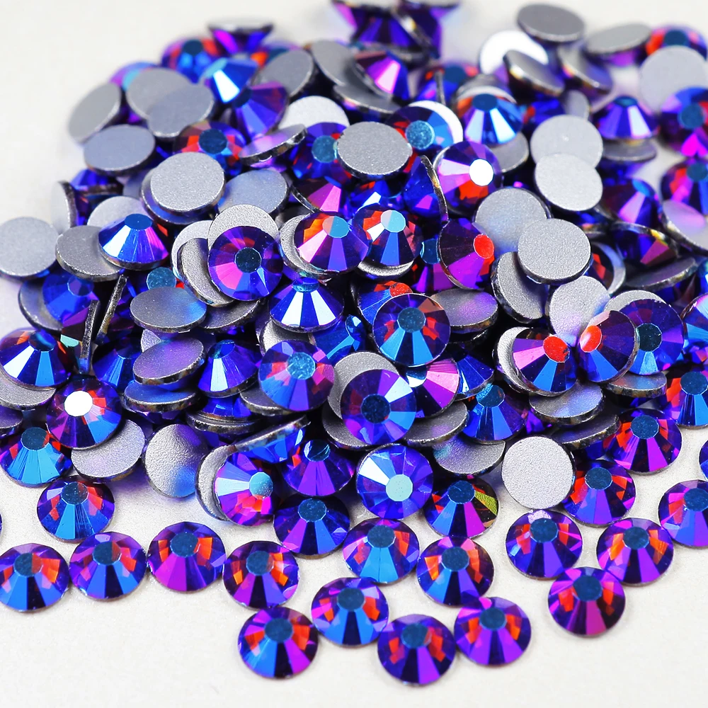 

$1.49 Wholesale Amethyst AB ss3~30 glass flatback Loose Glass Strass Non Hot rhinestone flatback rhinestones for nail and cup