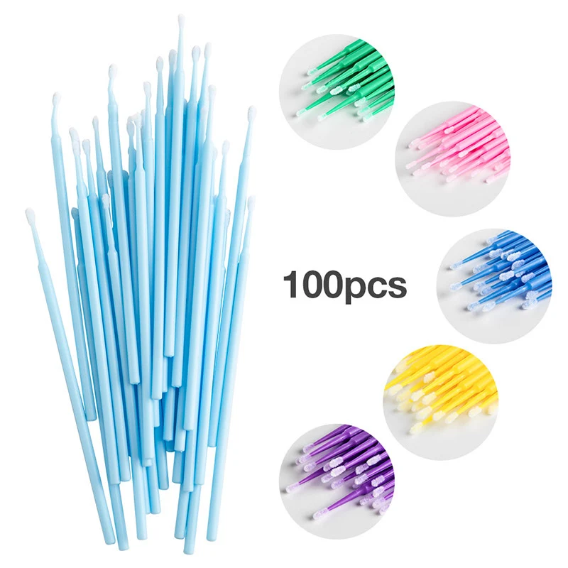 

Private Label 100Pcs/pack Disposable MicroBrush Eyelashes Extension Individual Lash Micro Brush For Eyelash Extension Tools, 5 colors
