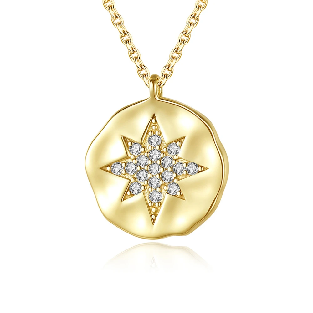 

Daidan Silver Necklace 925 Sterling Jewelry Women Star Pendant Zirconia 14K Gold Plated Trendy Necklace