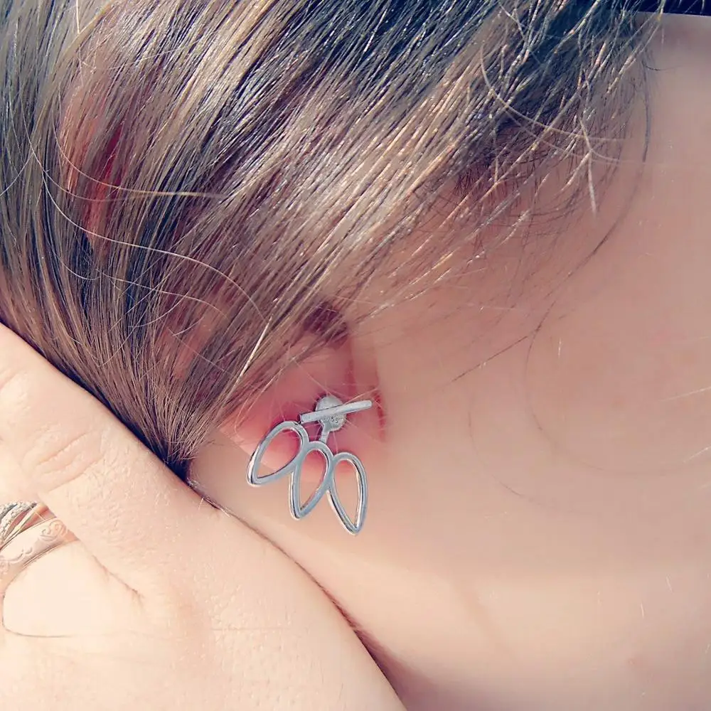 EManco Trendy Creative Original Design Leaf Shape Silver Plated Stud Earrings Stainless Steel Jewelry Women Party Gift