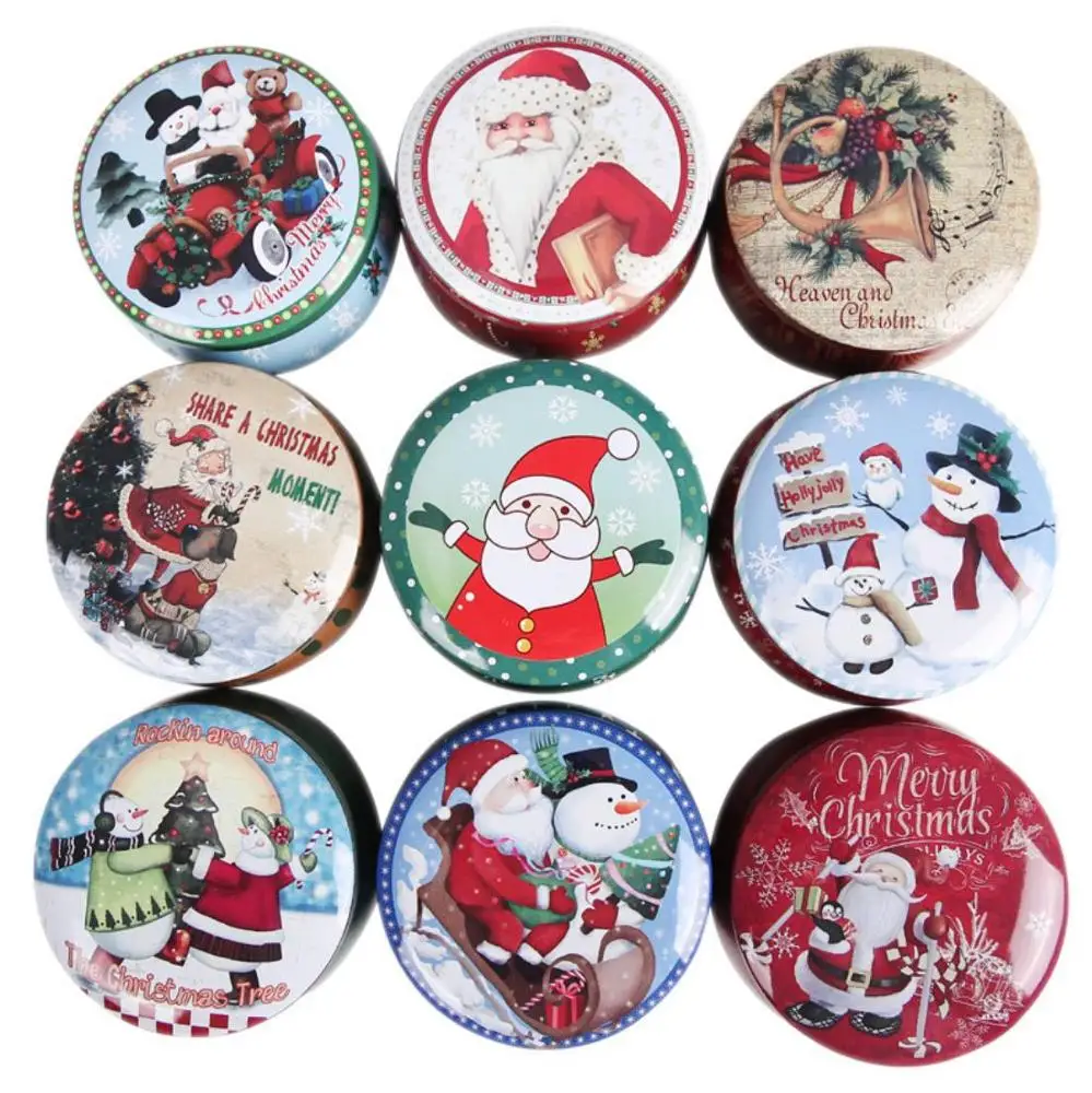 

RTS Wholesale Hot Presents Boxes Iron Cookies Cans Christmas Tin Cans Candy Boxes For Children, As picture