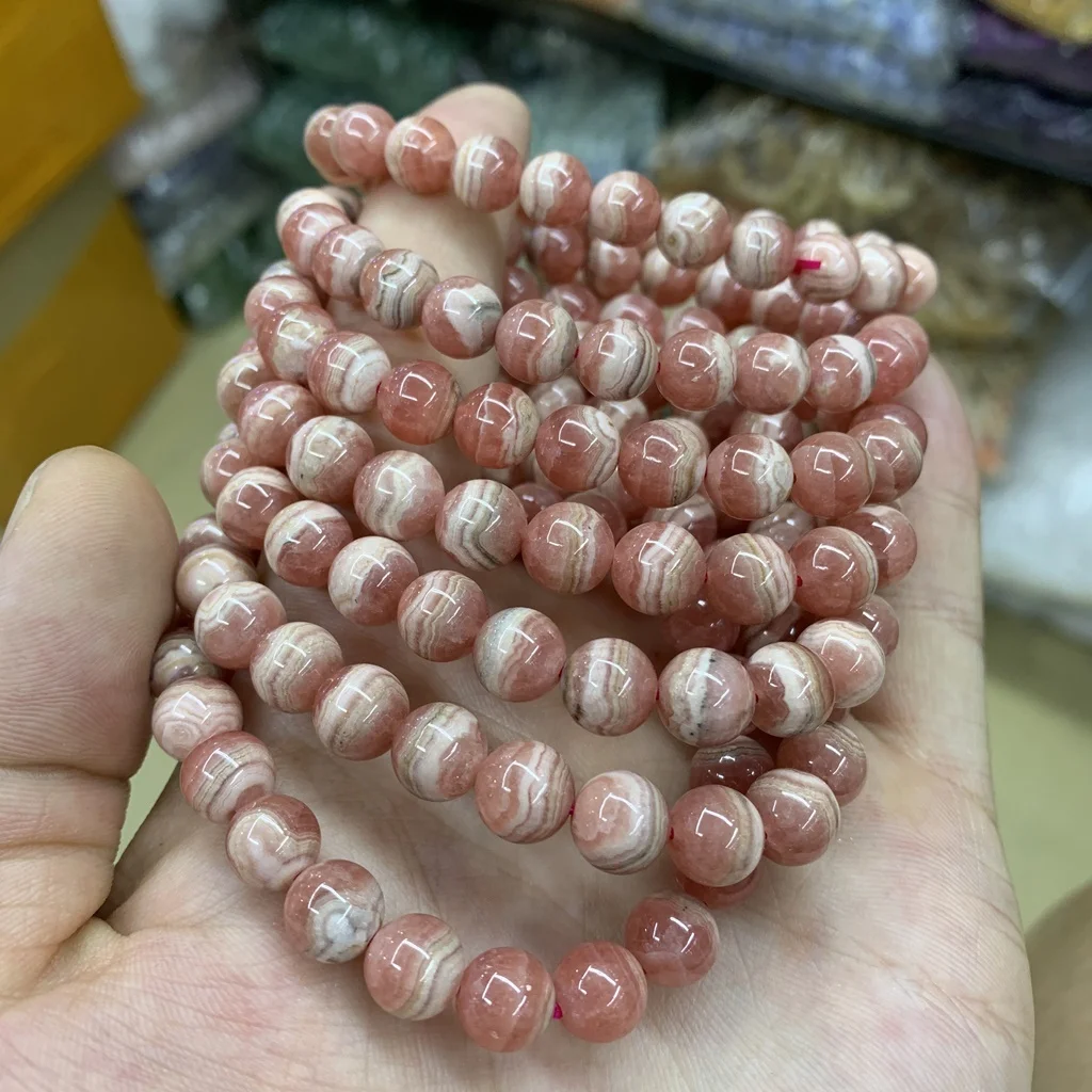 

Wholesale Natural 8mm 10mm Rhodochrosite Round Loose Beads For Gift DIY Bracelet Jewelry Making