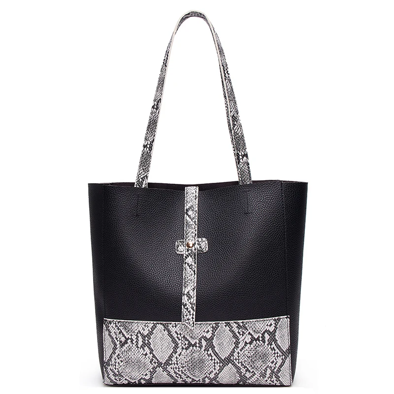 

Large Capacity Womens PVC Leather Bags Transparent Tote Bags Wholesale Handbags Snakeskin Hot Sale Foldable Shopping Tote Bag
