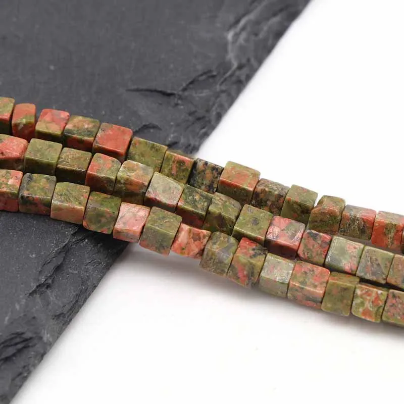 

2021 Wholesale Natural Stone Beads Fashion Stone Beads Jewelry Making Cube 4*4mm Small Colorful Beads For DIY, Mixed color