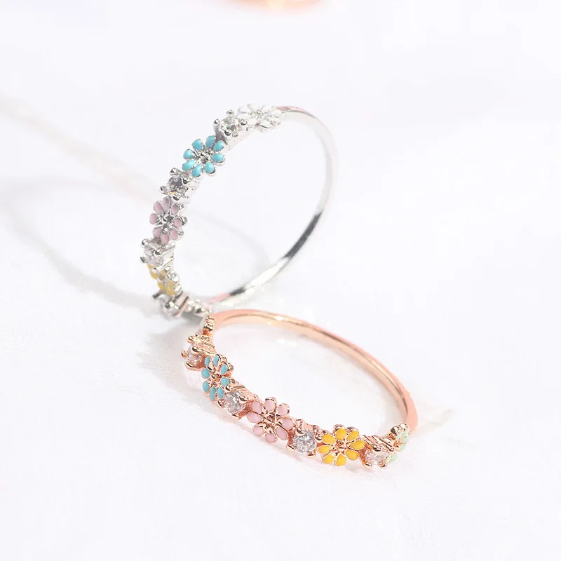 

Korean Hot sell Girls Lovely little Flower finger Ring, Silver,rose gold