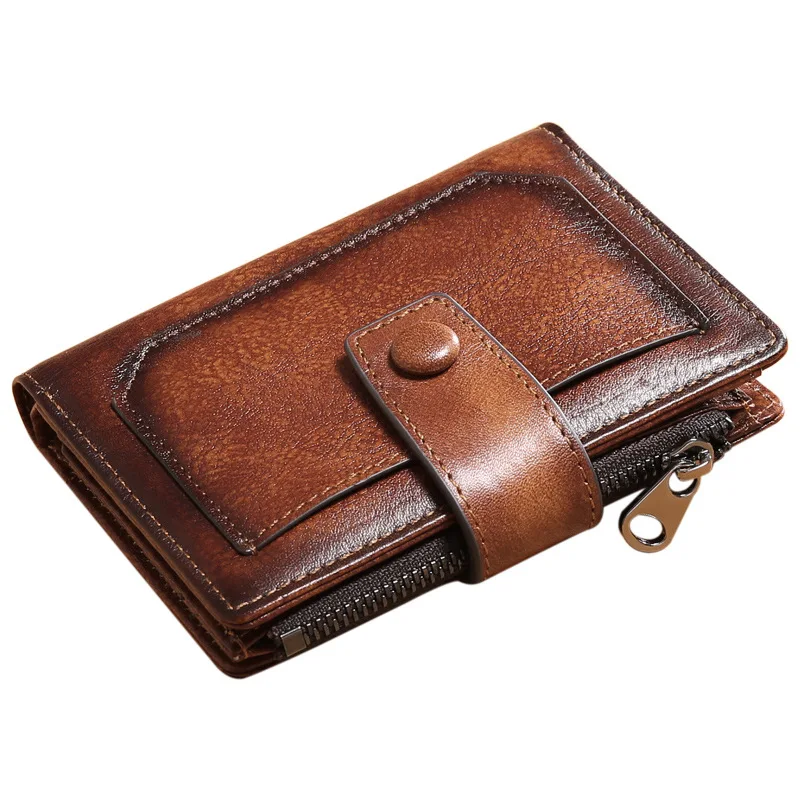 

Male Card Holders Smart Wallets Men Real Leather Purse Vintage Short Wallet Mini Money Bag