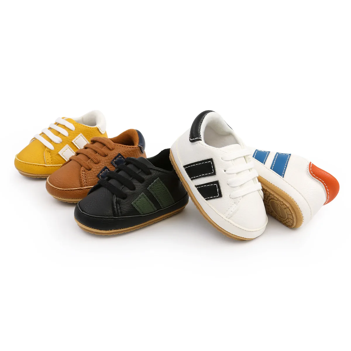 

2020 Sport Style Mixed Color Antiskid TPR Sole Baby Shoes New Walking baby shoes, White/blue/yellow/brown/black