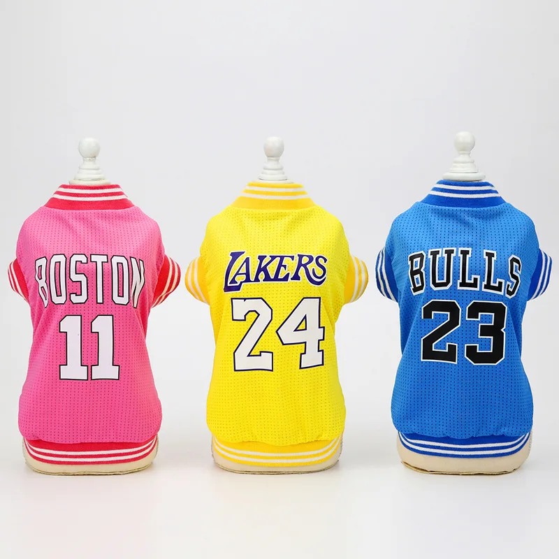 

Dog Sports Clothes Kobe Jordan Breathable Summer T Shirt Bulls Dog Basketball Jersey Vest For Dogs, Multicolor