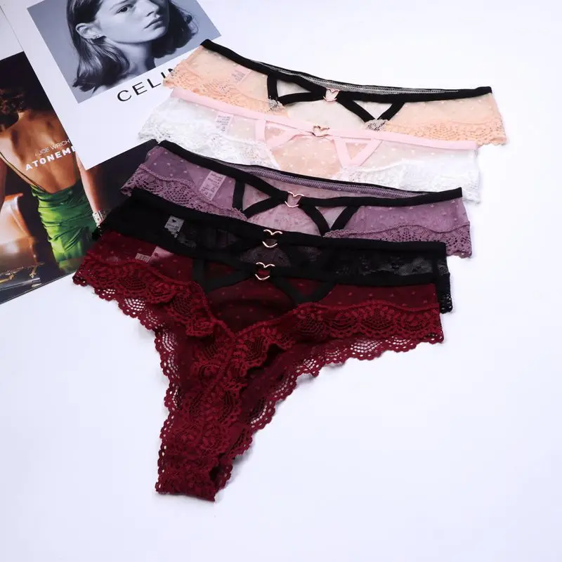 

Perizoma Women Sexy Lace Panties Low-waist Underwear Thong Female G String Breathable Lingerie Temptation Embroidery Intimates, Picture shows