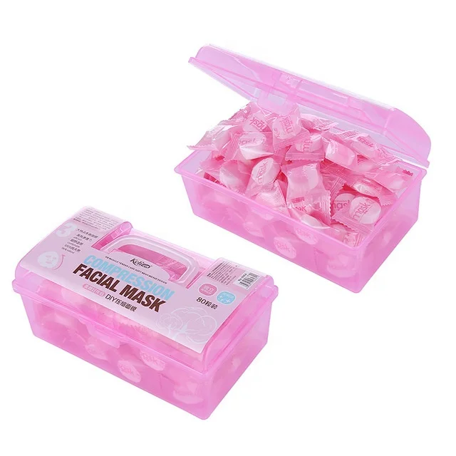 

Private Label Travel Disposable Compressed Mask 80pcs Cellulose Fiber DIY Compressed Mask, Hot pink, blue