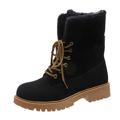 

Winter new large - size middle - top boots female leisure thickened warm velvet cotton boots spot manufacturers direct sale, As shown in figure