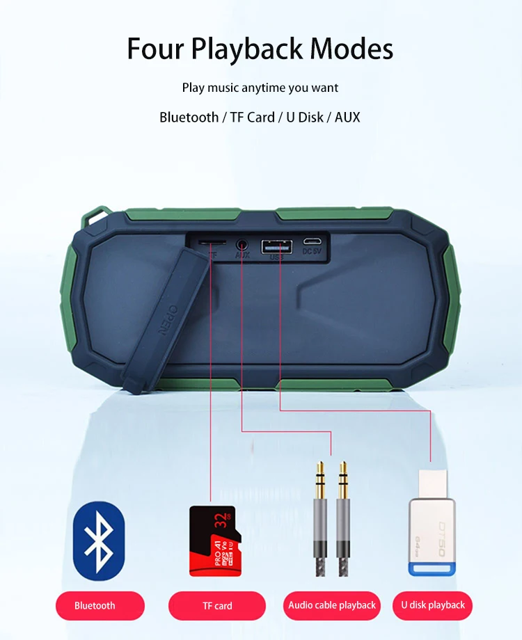Portable Outdoor Mini BT 5.0 Waterproof IPX5 Portable Wireless home theater Speaker with Mic - ANKUX.COM