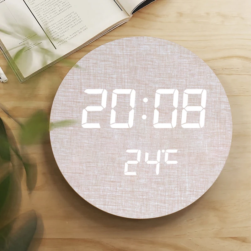 

Minimalist Style Wooden Led Digital Large Creative Clocks Personality Nordic Wall Clock With Thermometer