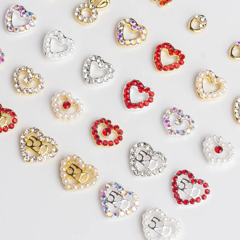 

Love Valentine 3D Metal Nail Art Decorations Zircon Jewelry Fingernail Alloy Diamond Nail Charms Manicure Nail Ornament