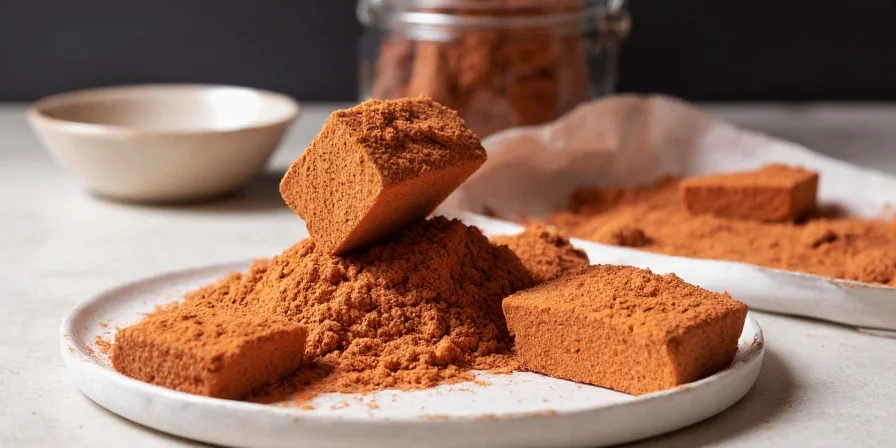 Whole dried ancho peppers next to ancho powder