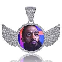 

Fashion Design Hiphop Lad Diamond Wing Picture Pendant Photo Pendant Necklace For Gift