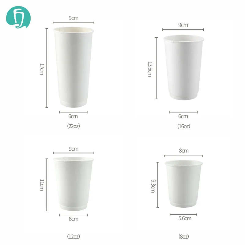 
Factory sales 10oz double wall paper cup disposable white paper coffee cup, Customizable printed logo 