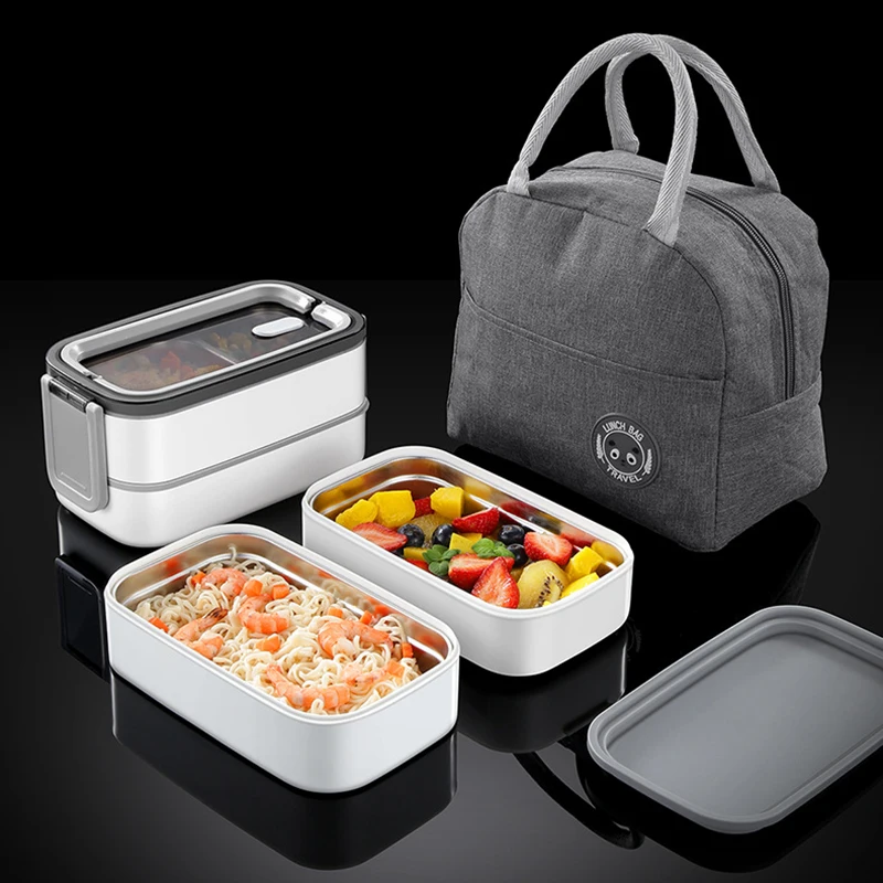 

304 stainless steel with water heat preservation and airtight storage box double compartment microwave oven portable lunch box