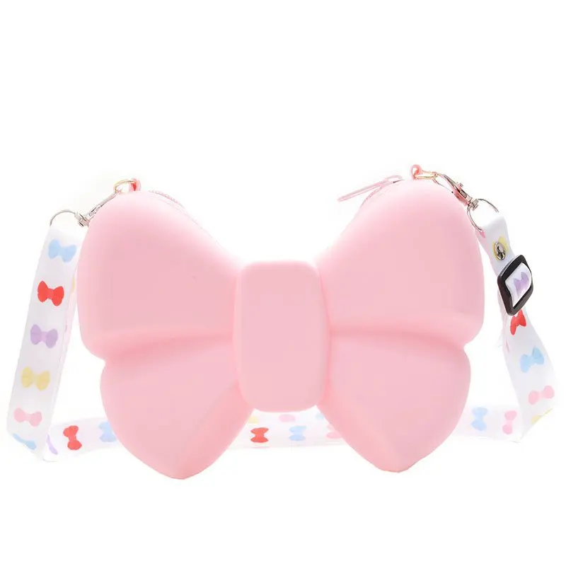 

Fashionable Cute Cartoon Mother and Baby Silicone Bag Little Girls Crossbody Mini Bow Purses Bags and Handbags, Pink