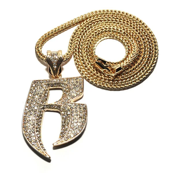 Male Necklace Diamond Hip Hop Letter Pendant European And American Fashion Personalized Alloy Necklace