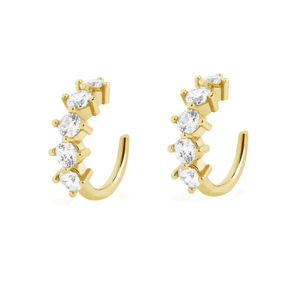 

wholesale high quality women jewelry earrings 925 sterling silver fashion cubic zircon earrings 18k gold plated earrings cuff