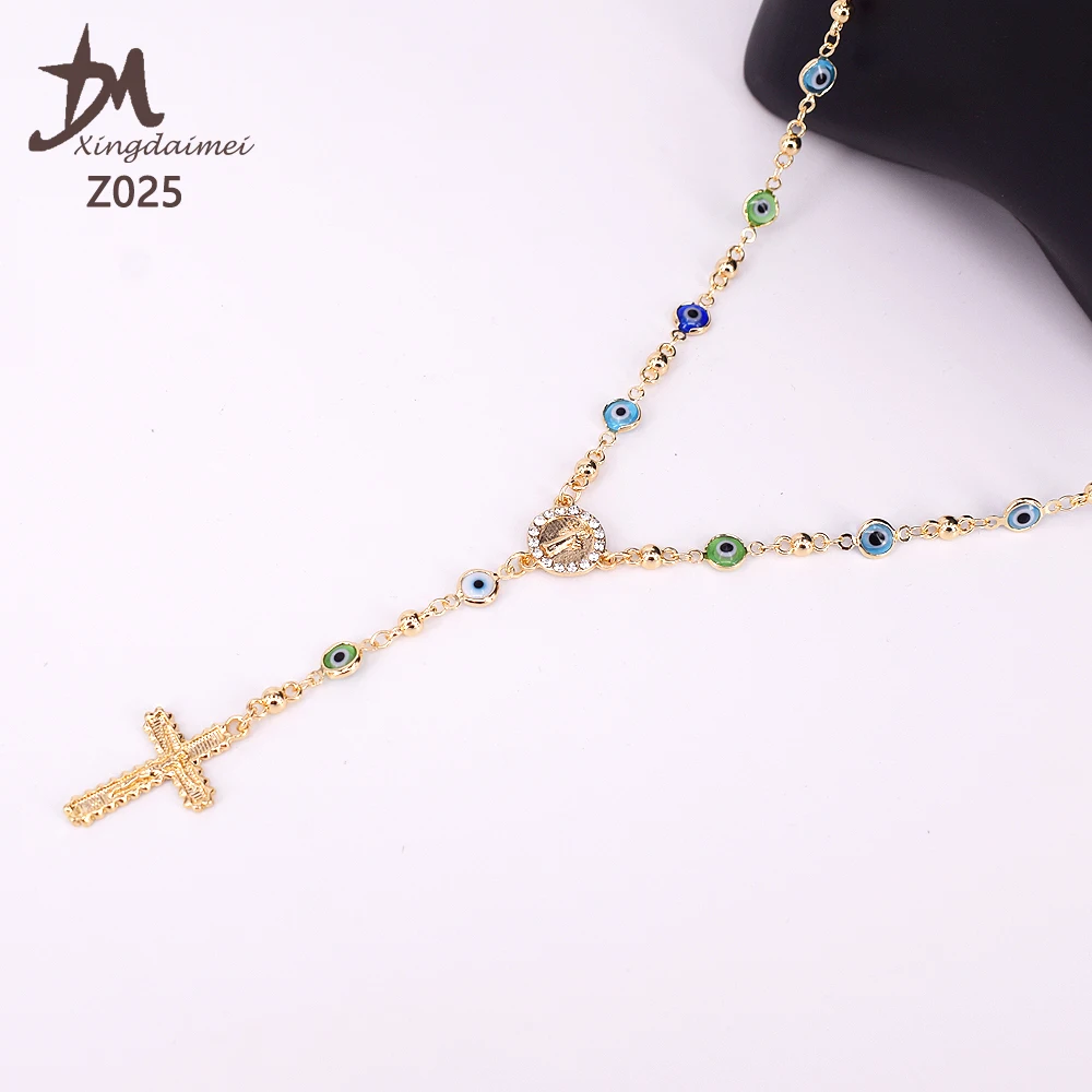 

Z025 new design evil eyes religious necklace 18k gold religious pendant necklace