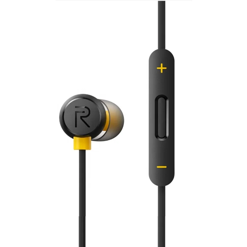 

ORIGINAL 1:1 Realme Buds 2 Earphone 3.5mm Earbuds In-Ear Wired Earphone Bass Boost Driver Dual Tangle Free Design headphones, Black