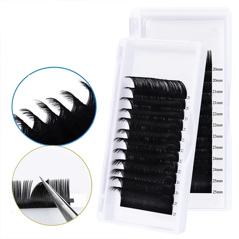 

Mix 8-15mm 12 lines Handmade korean Pbt Eyelash Extension Natural Soft Faux Mink Eyelashes False Lashes for Extension