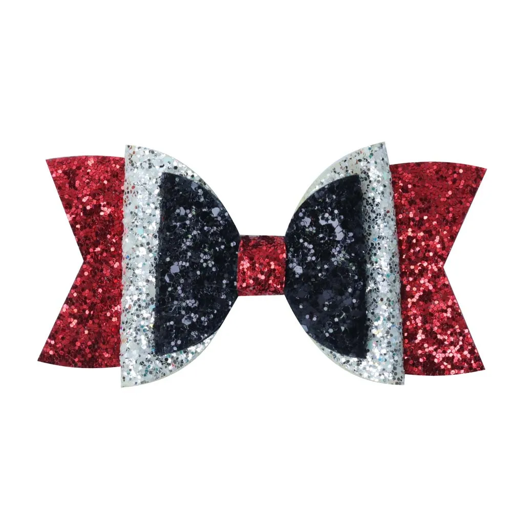 

wholesale  Shiny three Layers Chunky Glitter Hair Bows With Clips For Girls Children Hair Accessories