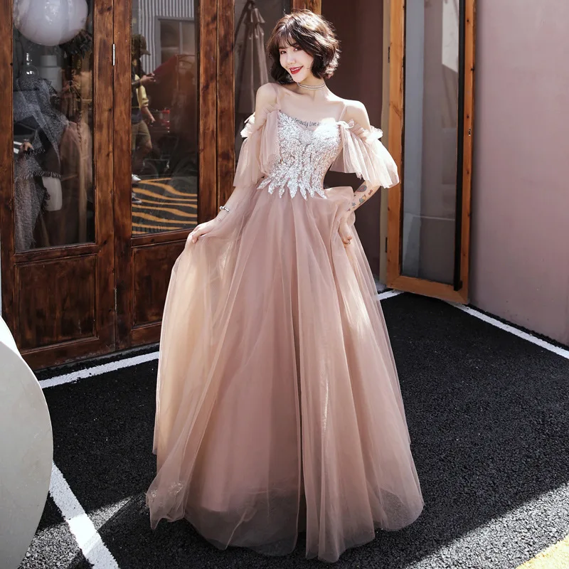 

Long Prom Dresses 2019 Sexy Prom Woman Dress Lace Evening Gown A-line Prom Gown Vestidos de quinceaera, As shown