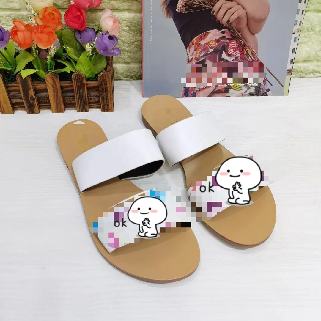 

2021 classic printing designer popular summer women fashion simple casual outdoor beach flat sandals slippers plus size, Black, brown, white
