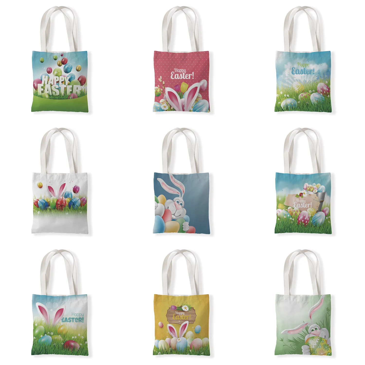 

Easter bag Woven Bag Bunny Canvas Gift Bags for Girls Boys, Red