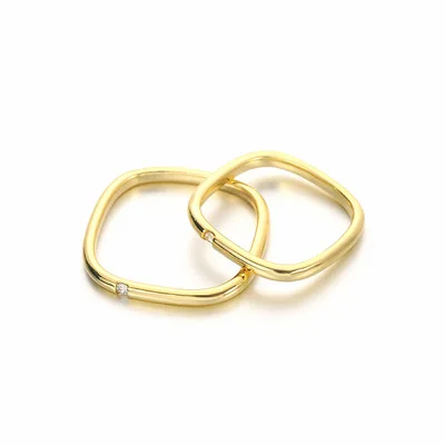 

New creative design square 18k gold in stock diamond zircon women gift stainless steel ring jewelry