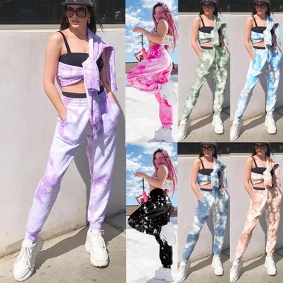 

New Tie Dye Sweatpants Women Elastic High Waist Baggy Pants Hip Hop Casual Loose Pants Plus Size 3XL Pink Joggers Women Trousers