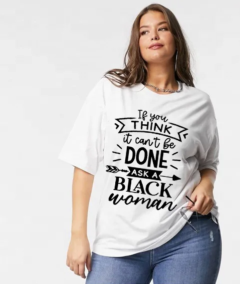 

Wholesale Dripped Melanin Oversized Woman T-shirt 100% Cotton Graphic Drop Shoulder Plus Size Women's Tshirt, Black white army green yellow purple