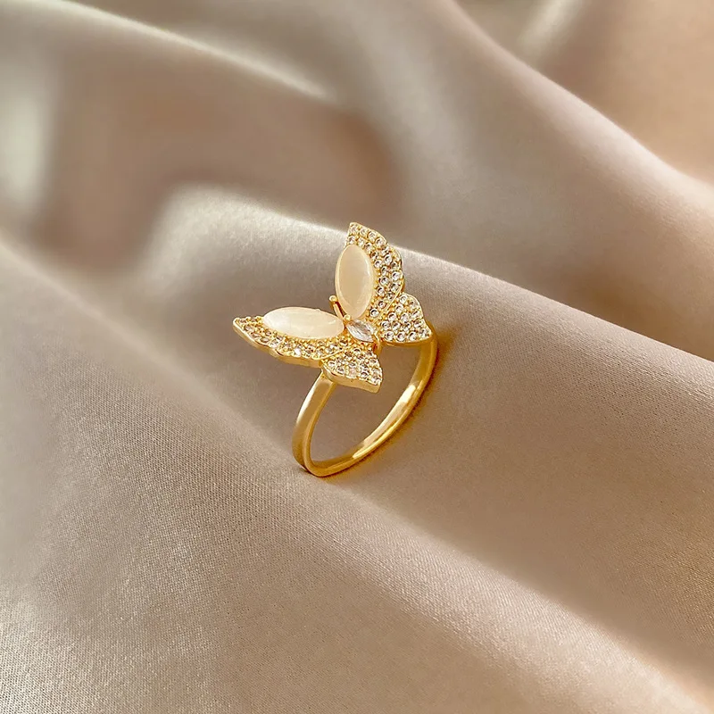 

Vershal C268 Korean 18k Gold Plated Cute Butterfly Inlaid Cat's Eye Zircon Adjustable Ring For Women