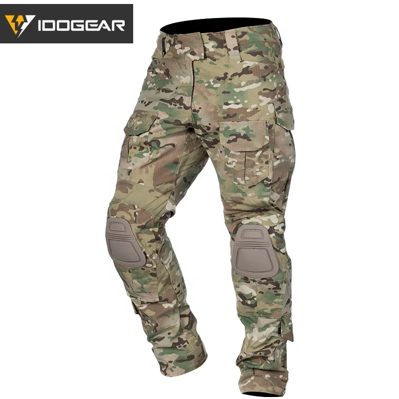 IDOGEAR Men G3 Multicam Hunting Tactical Trousers Camouflage Pants Combat Pants with Knee Pads