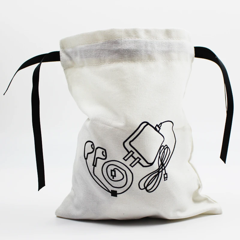 

Custom logo small foldable cotton canvas fabric cloth drawstring bags