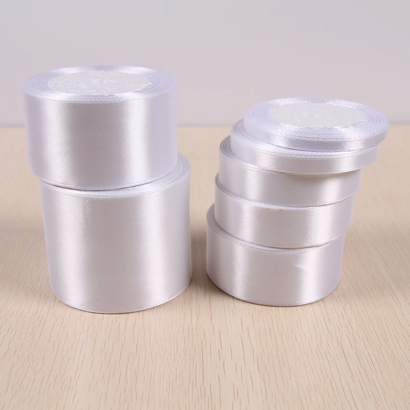 

6mm 10mm 15mm 20mm 25mm 40mm 50mm White Satin Christmas Wedding Party Decoration Gift Wrapping Ribbons 22Meters/Roll