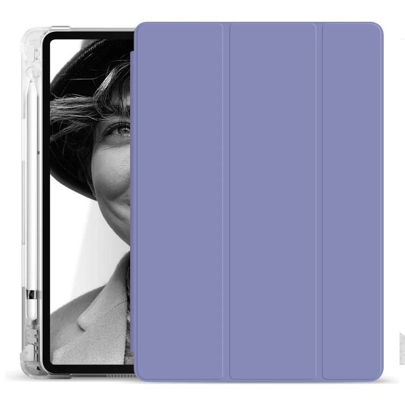 

9.7 inch transparent pencil holder shockproof cover case for ipad 9.7 2018, 9color