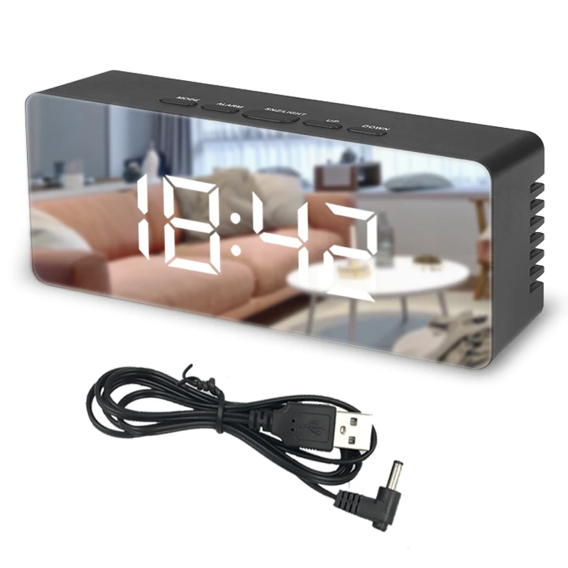 

Mute Fashion Customized Logo Night Light Luminous Clock Living Room Magic Mirror LED Alarm Digital Clock Home Desk & Table Clock