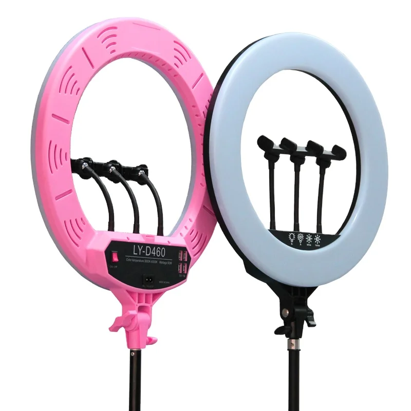 

black Plastic led soft tripod stand  ring light with microphone for travelling