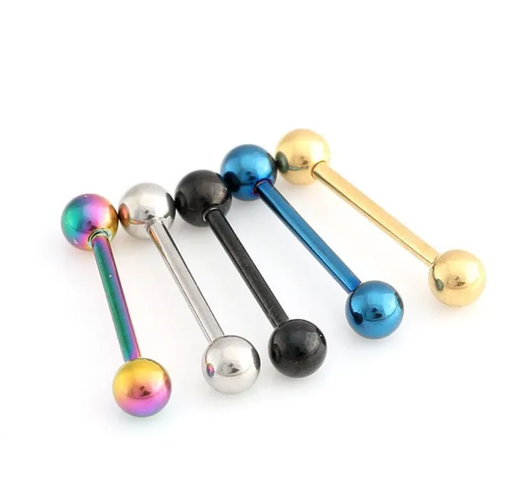 

30PCS Mix Sizes Colors Stainless Steel Tongue Nipple Ring Barbell Body Piercing Jewelry Piercing Tongue Studs Barbell Bars Ring