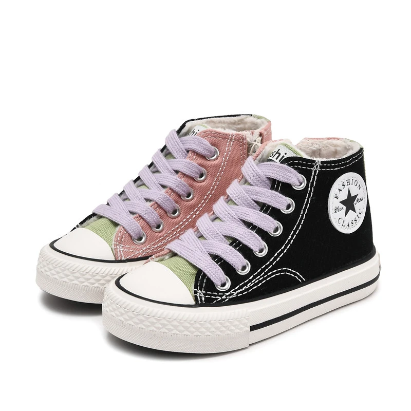

Candy Color Girls High Top Canvas Children's Casual Canvas Kids Shoes Winter Fashion Breathable Flat Kids Sneakers Shoes