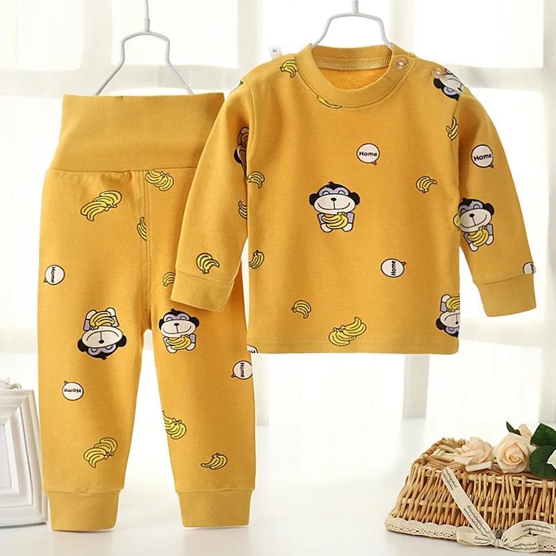 

XQM Autumn New Children's Underwear Suit Cotton Baby Autumn Clothes Long Trousers Baby Home High Waist Pants Suit