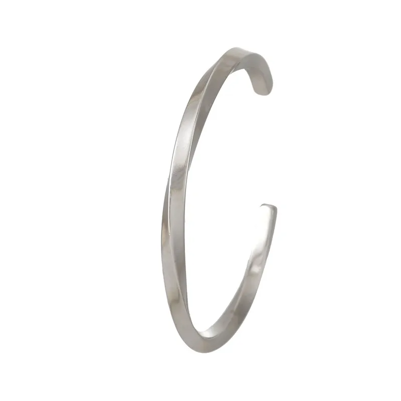 

Manufacturer direct foreign trade C-shaped opening twisted titanium steel bracelet